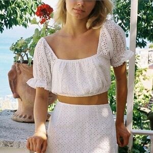 NWT With Jéan Darla Crop Eyelet Top Size S
